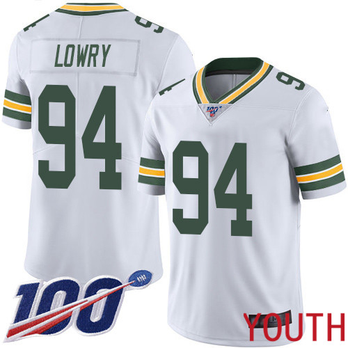 Green Bay Packers Limited White Youth #94 Lowry Dean Road Jersey Nike NFL 100th Season Vapor Untouchable